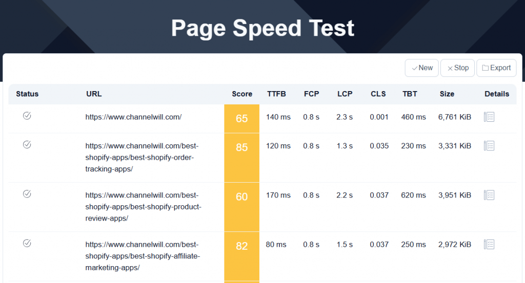 Page Speed Test