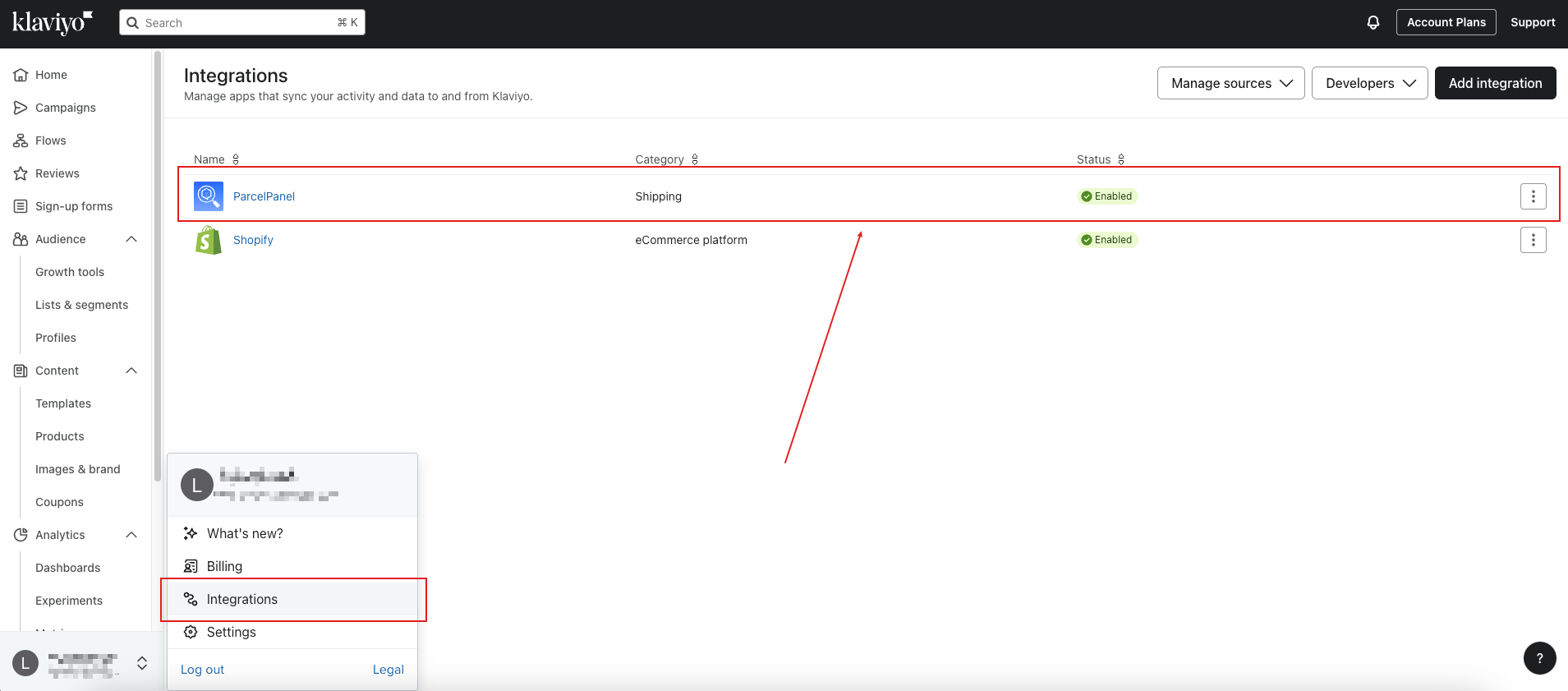 connect ParcelPanel & Klaviyo