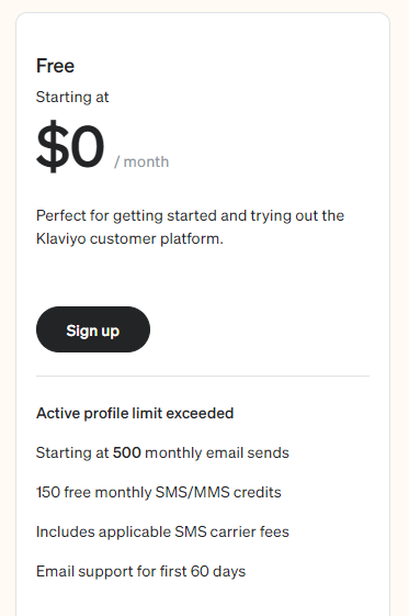 Klaviyo Free Plan