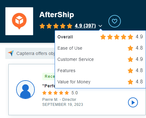 AfterShip Reviews from Capterra