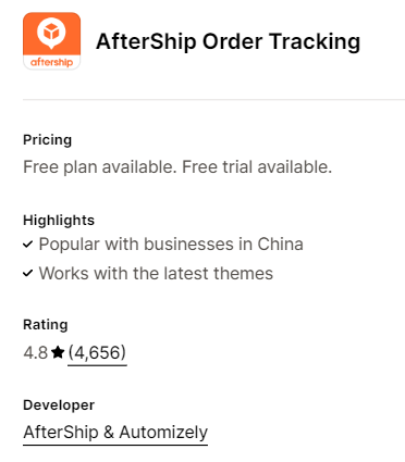 AfterShip Reviews from the Shopify App Store